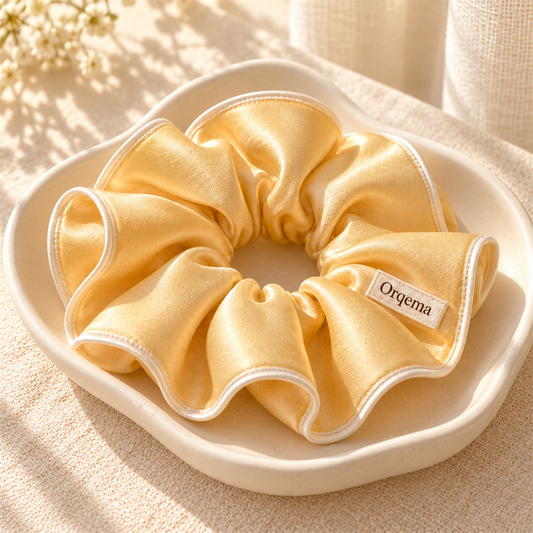 Orqema Champagne Satin Scrunchie - main product view