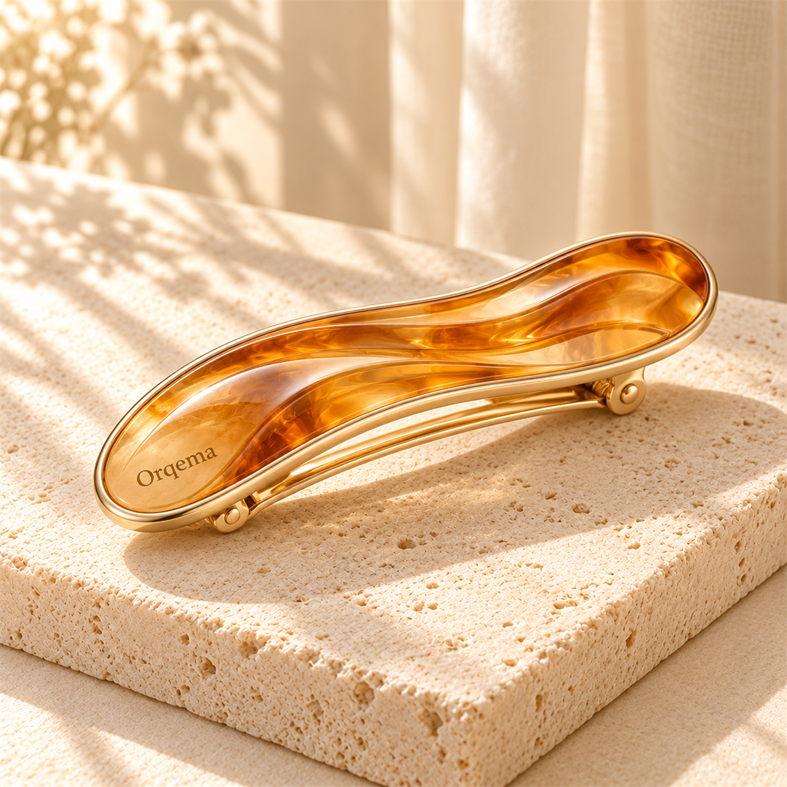 Orqema Curved Amber Barrette - secondary product view
